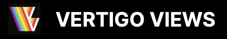 Vertigo Views color logo with the words "Vertigo Views" next to it